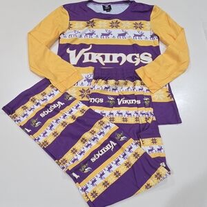 MINNESOTA VIKINGS|Women's Holiday 2 Pc PJ Set Long Sleeved, Long Pants|Size Med